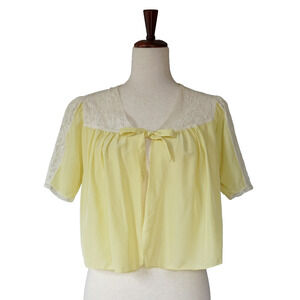 VTG Floral Lace Lingerie Jacket S Peignoir Nightgown Bed Topper Bridal Coquette